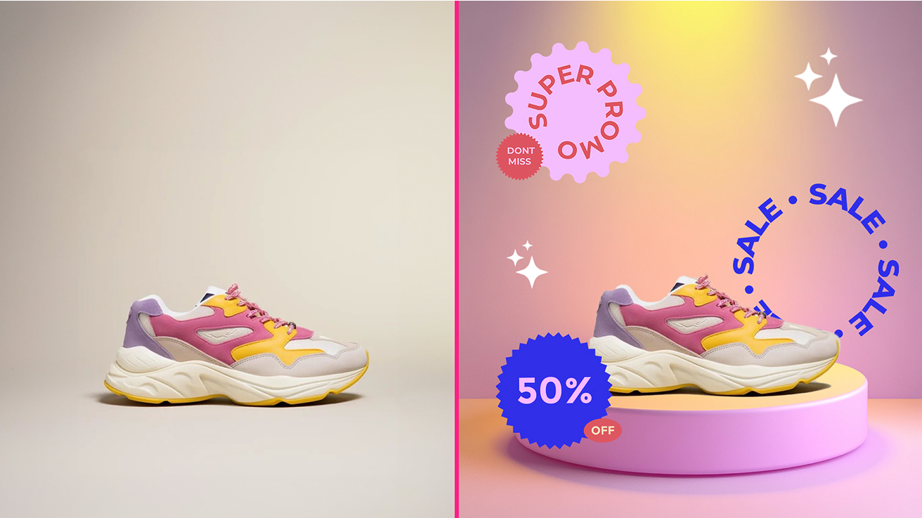 Product photo - before and after, made with Bazaart.