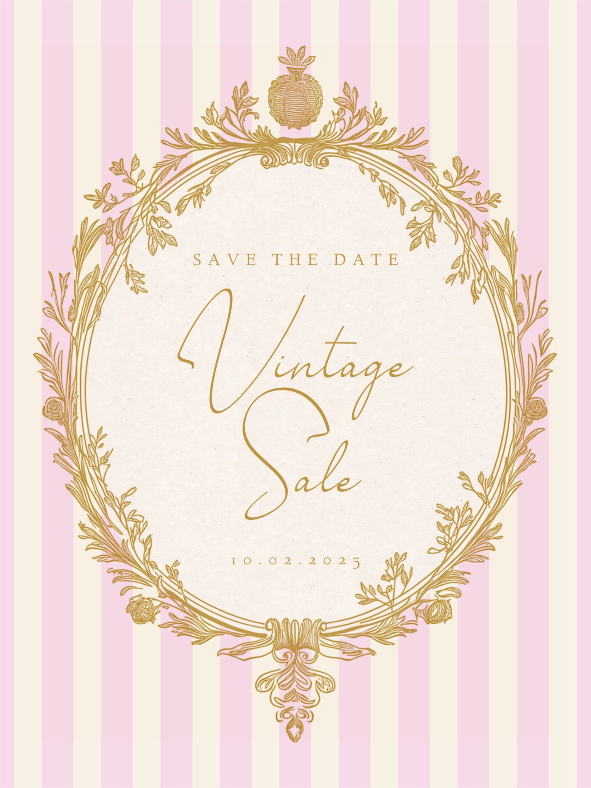 Vintage floral frame invitation Rococo 2025 social media design trends template
