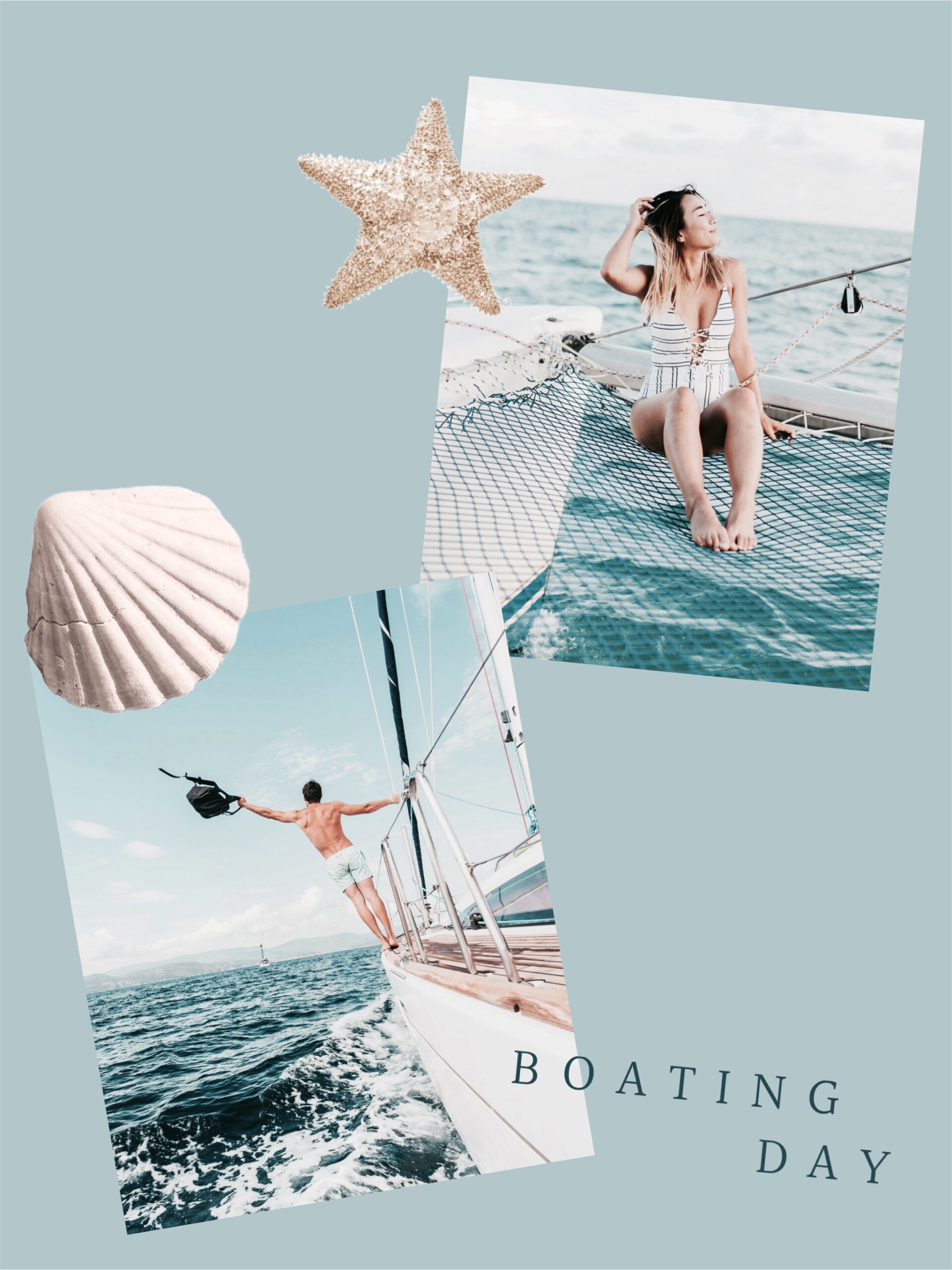 Boating photo collage fisherman aesthetic 2025 social media design trends template