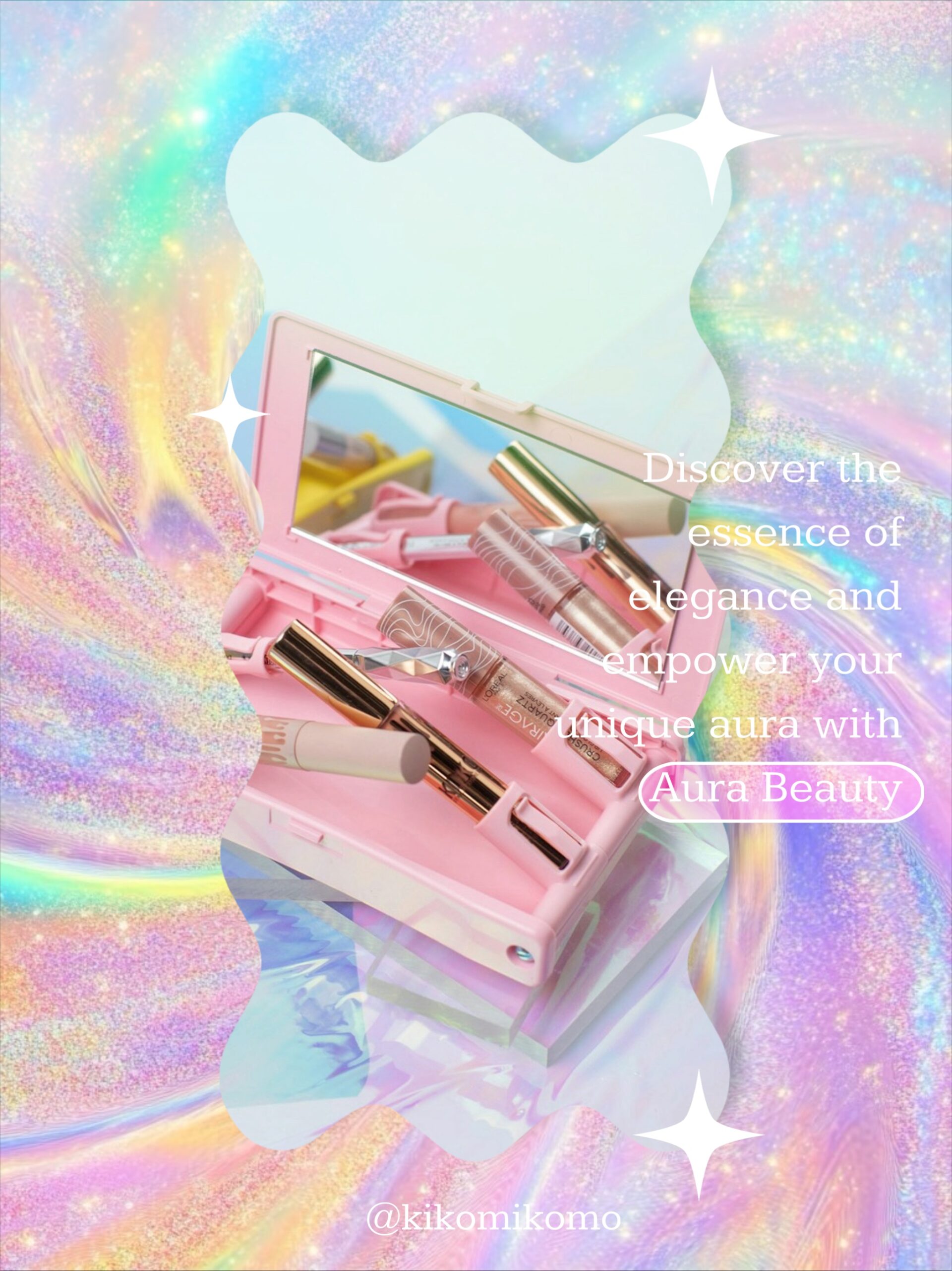 Aura Beauty rainbow background 2025 social media design trends template