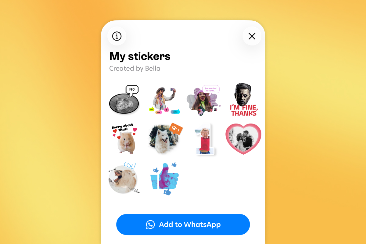 Share to a WhatsApp sticker pack with Bazaart